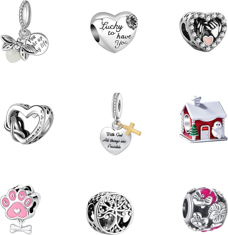 Acrobious 9PCS European Charms Beads Pendant For Bracelet, Charms DIY Bracelets Necklace Jewellery Gift - Image 1